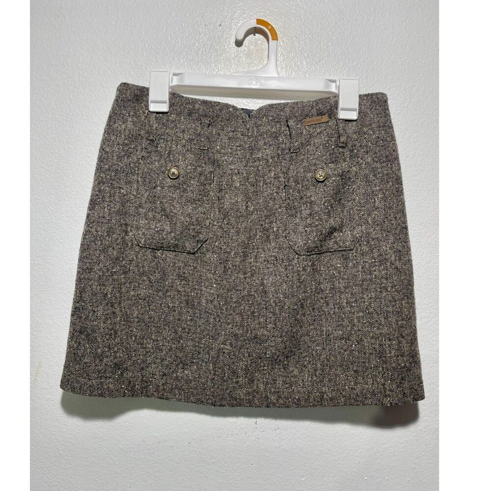 See Thru Soul mini skirt VTG Y2K winter classic winter brown pocket women 27